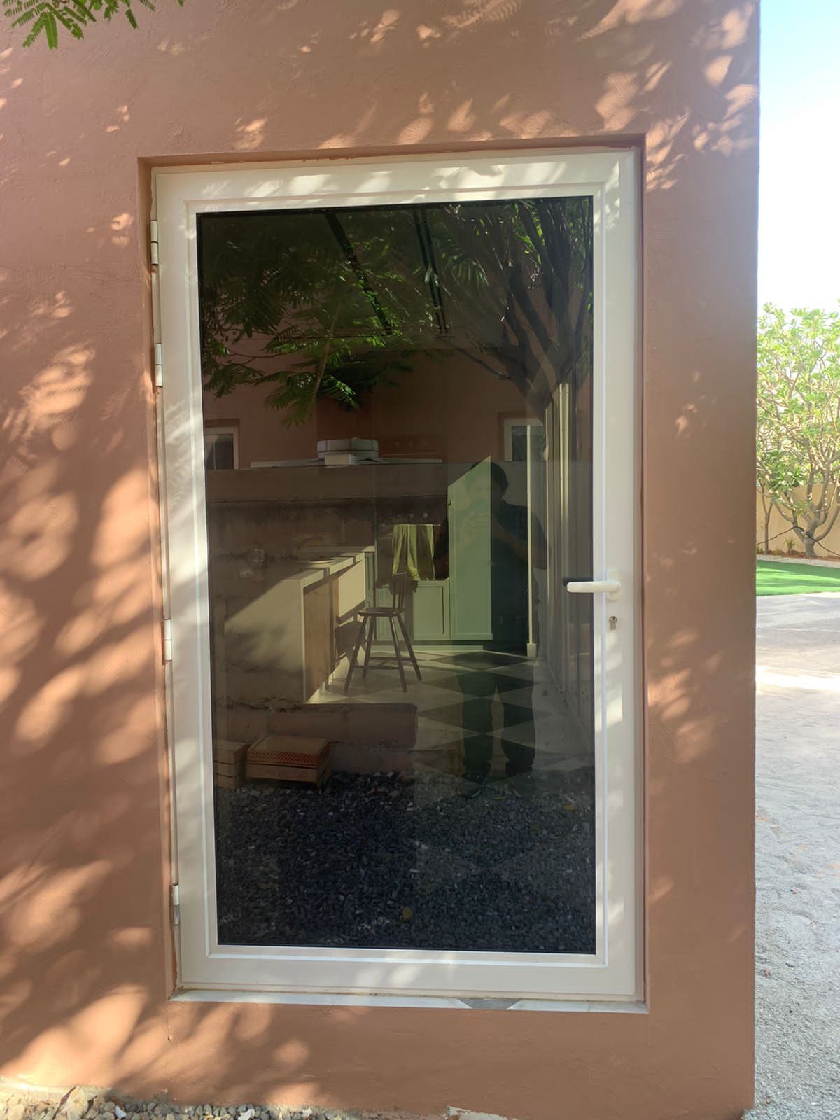 Sharjah 13 White framed hinged aluminium window on a villa - Zealcon