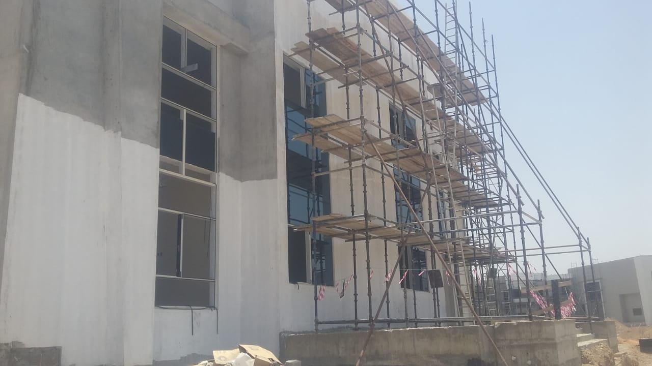 ACP Cladding 8 Facade glazing installation with scaffolding - Zealcon