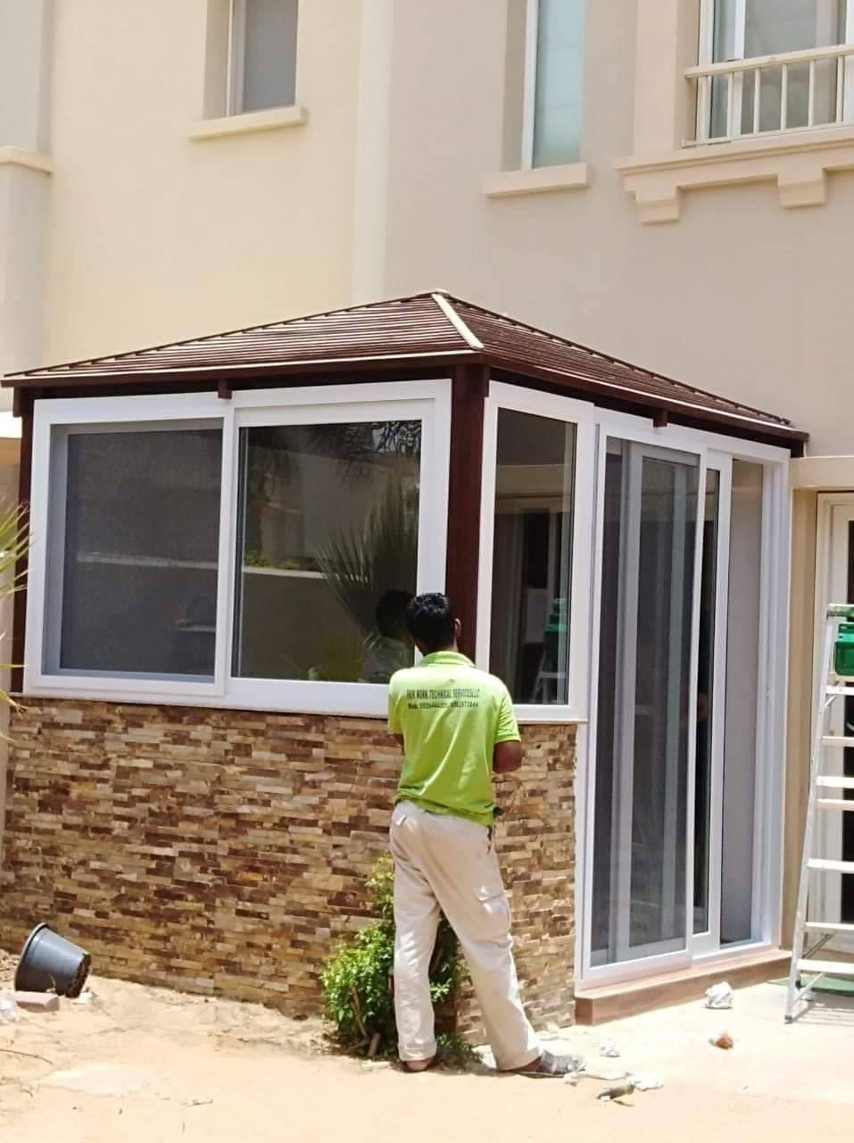 Thermal Break Aluminium 8 Sunroom with sliding window and brick effect base - Zealcon